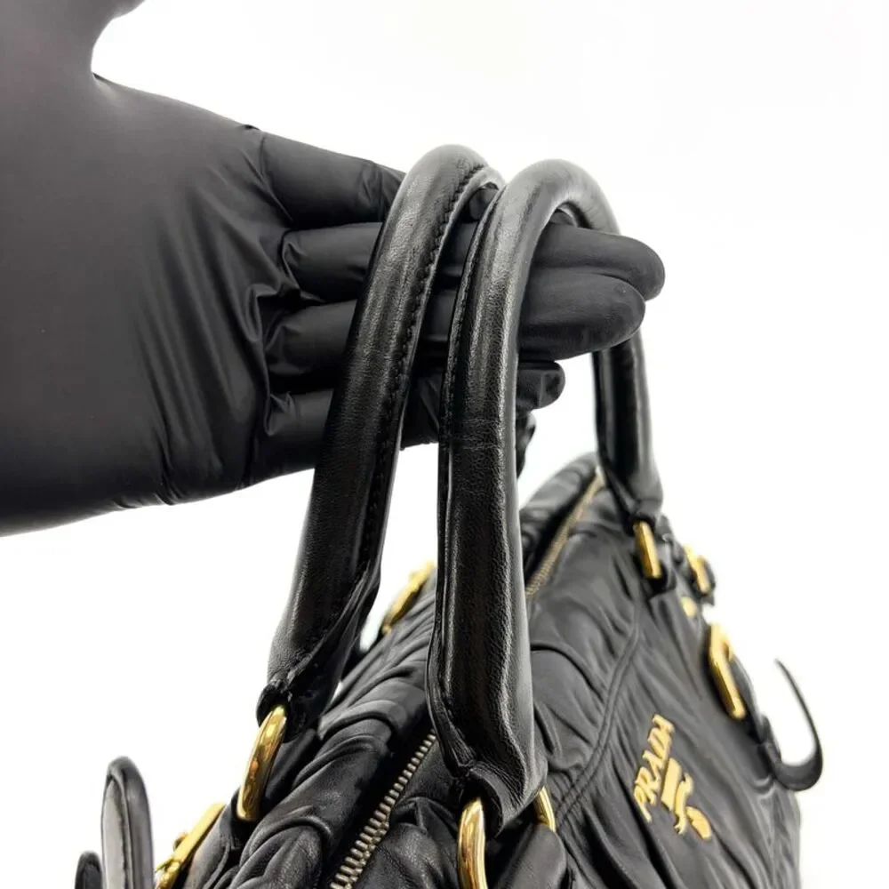 Prada Napa Gaufré Tote Bag Black with Gold Hardware